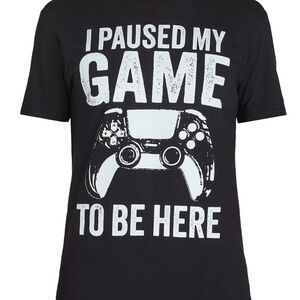 Paused My Game Men's & Big Men's Graphic Tee with Short Sleeves, size M